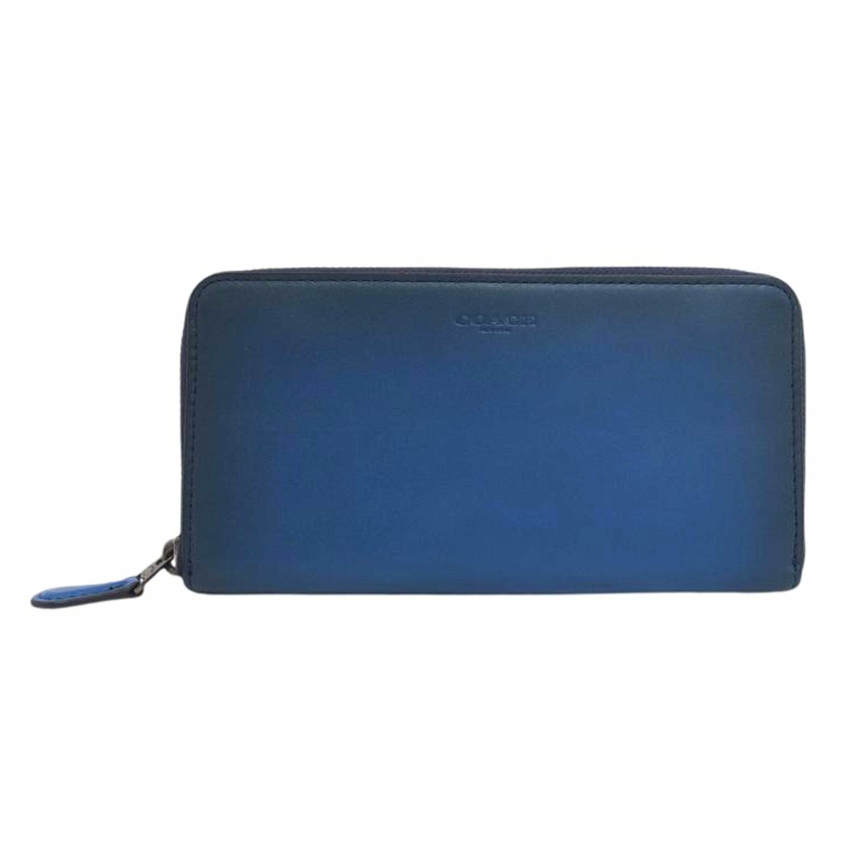 COACH コーチ/アコーディオンジップウォレット/バーニーシュッドグラブタンレザー/ブルー/54812//B1780/Aランク/04