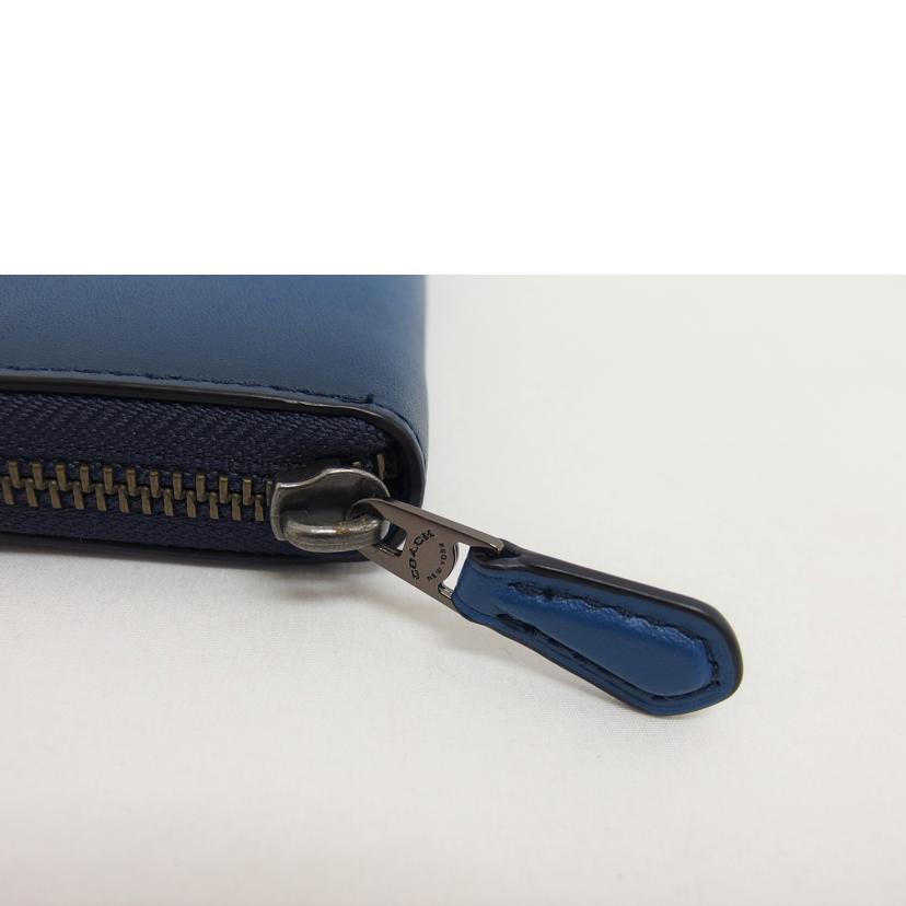 COACH コーチ/アコーディオンジップウォレット/バーニーシュッドグラブタンレザー/ブルー/54812//B1780/Aランク/04