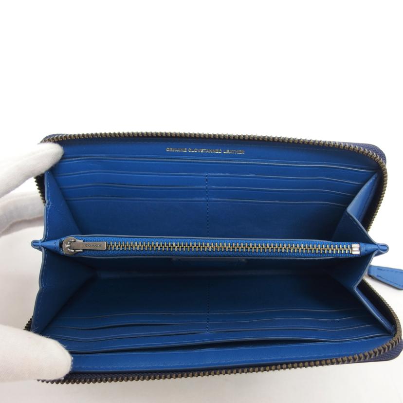 COACH コーチ/アコーディオンジップウォレット/バーニーシュッドグラブタンレザー/ブルー/54812//B1780/Aランク/04