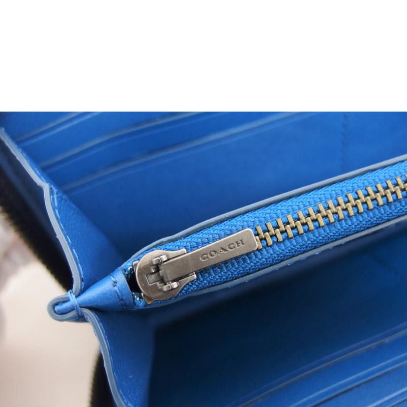 COACH コーチ/アコーディオンジップウォレット/バーニーシュッドグラブタンレザー/ブルー/54812//B1780/Aランク/04