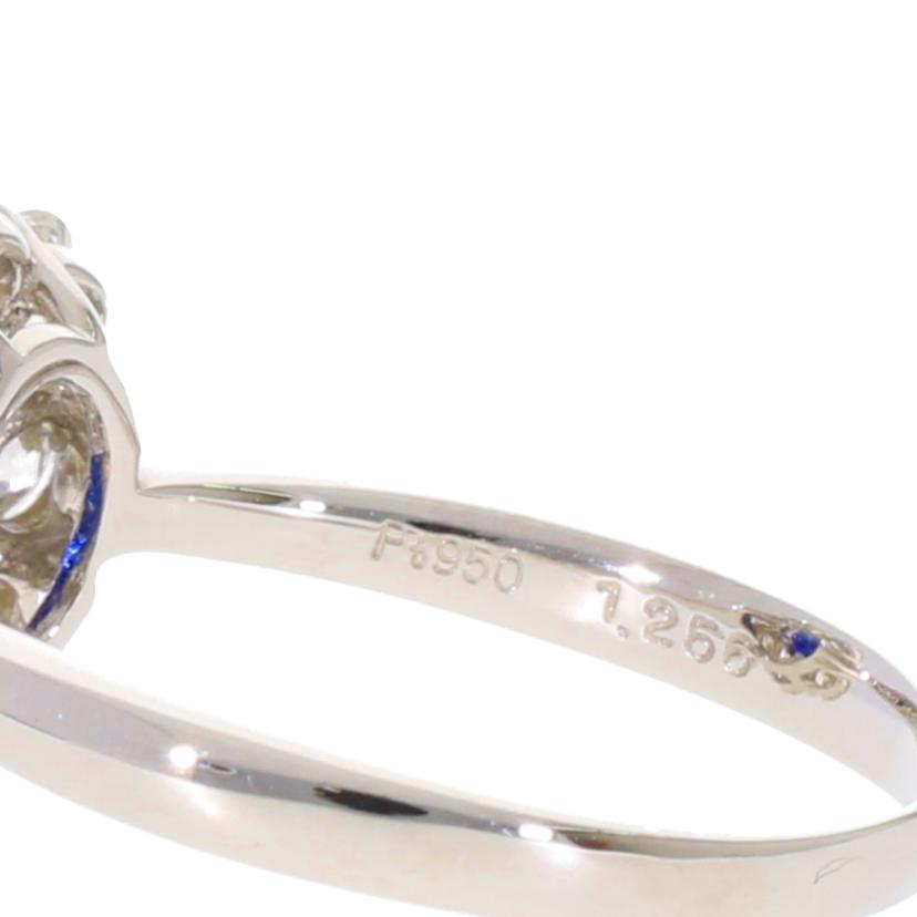 /◎ Pt950サファイアダイヤリング1.256/1.00ctソ//Aランク/75