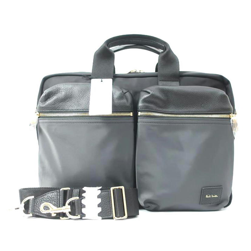 Paul Smith ポールスミス/2WAYビジネスバッグ レザー ナイロン ブラック グレー//SAランク/65