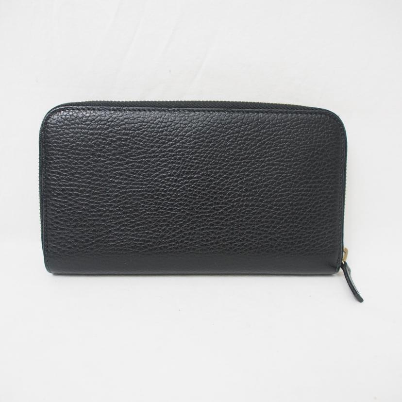 GUCCI グッチ/レザーラウンドファスナー長財布/黒/449347//2067/ABランク/78