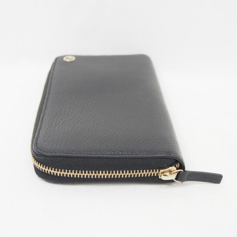 GUCCI グッチ/レザーラウンドファスナー長財布/黒/449347//2067/ABランク/78
