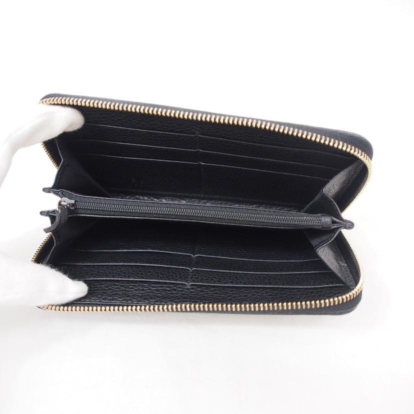 GUCCI グッチ/レザーラウンドファスナー長財布/黒/449347//2067/ABランク/78