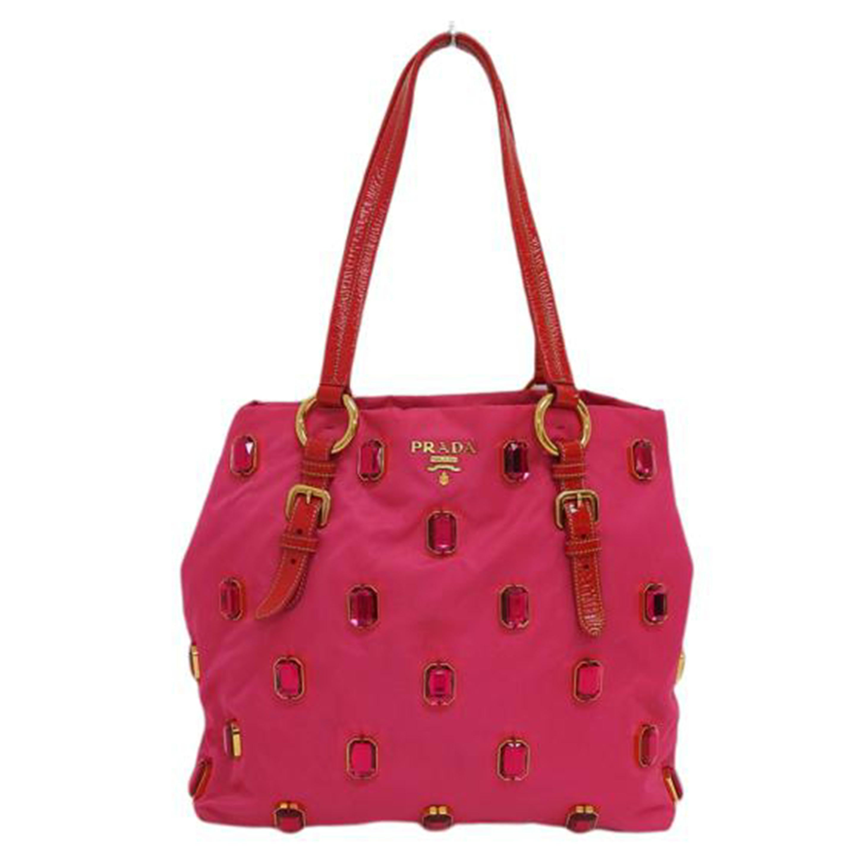 PRADA プラダ/ナイロンビジュートートバッグ/ピンク/BR4138//31/ABランク/04