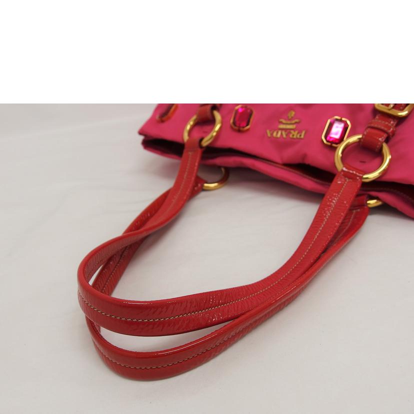 PRADA プラダ/ナイロンビジュートートバッグ/ピンク/BR4138//31/ABランク/04