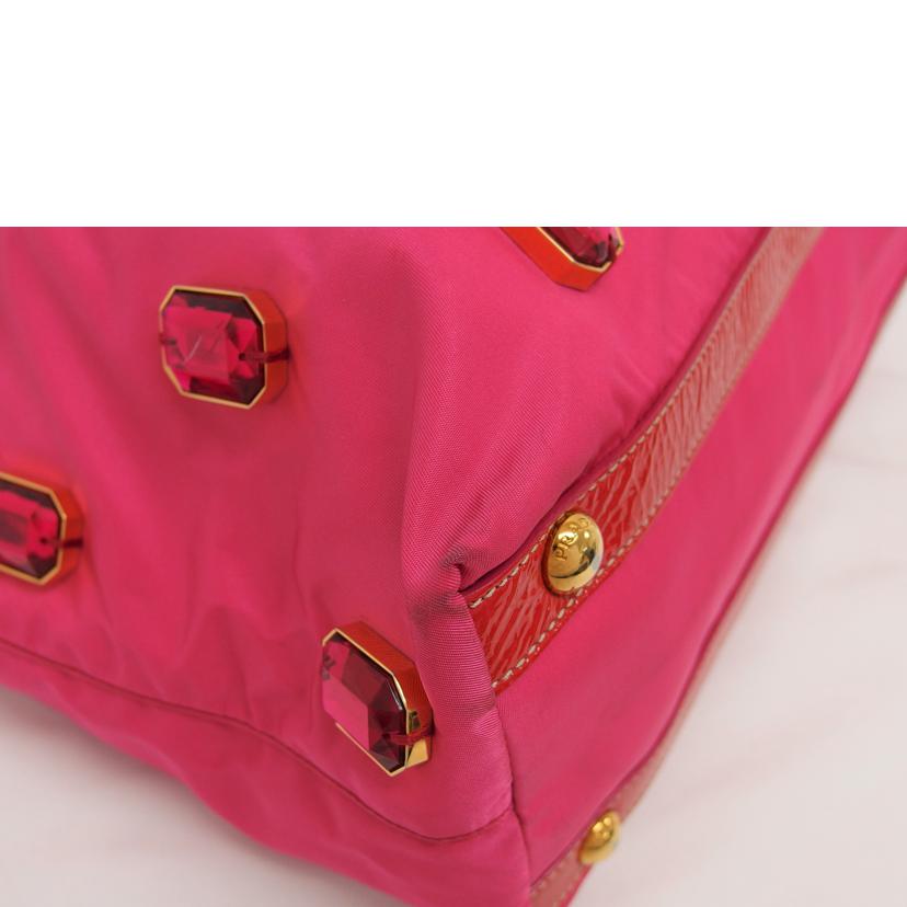 PRADA プラダ/ナイロンビジュートートバッグ/ピンク/BR4138//31/ABランク/04