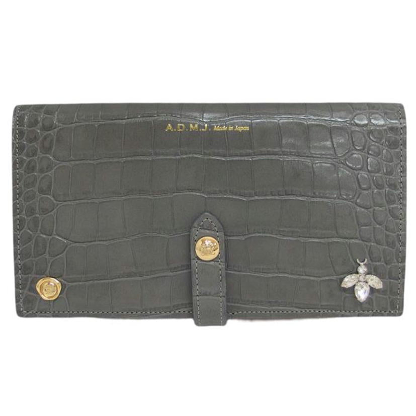 A.D.M.J エーディーエムジェイ/クロコ型押し/ミツバチモチーフクリスタル/二つ折り長財布//SAランク/04