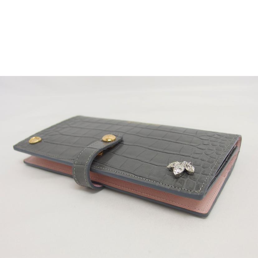 A.D.M.J エーディーエムジェイ/クロコ型押し/ミツバチモチーフクリスタル/二つ折り長財布//SAランク/04