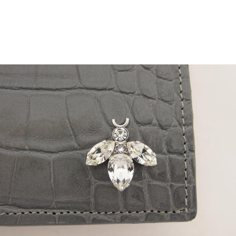 A.D.M.J エーディーエムジェイ/クロコ型押し/ミツバチモチーフクリスタル/二つ折り長財布//SAランク/04