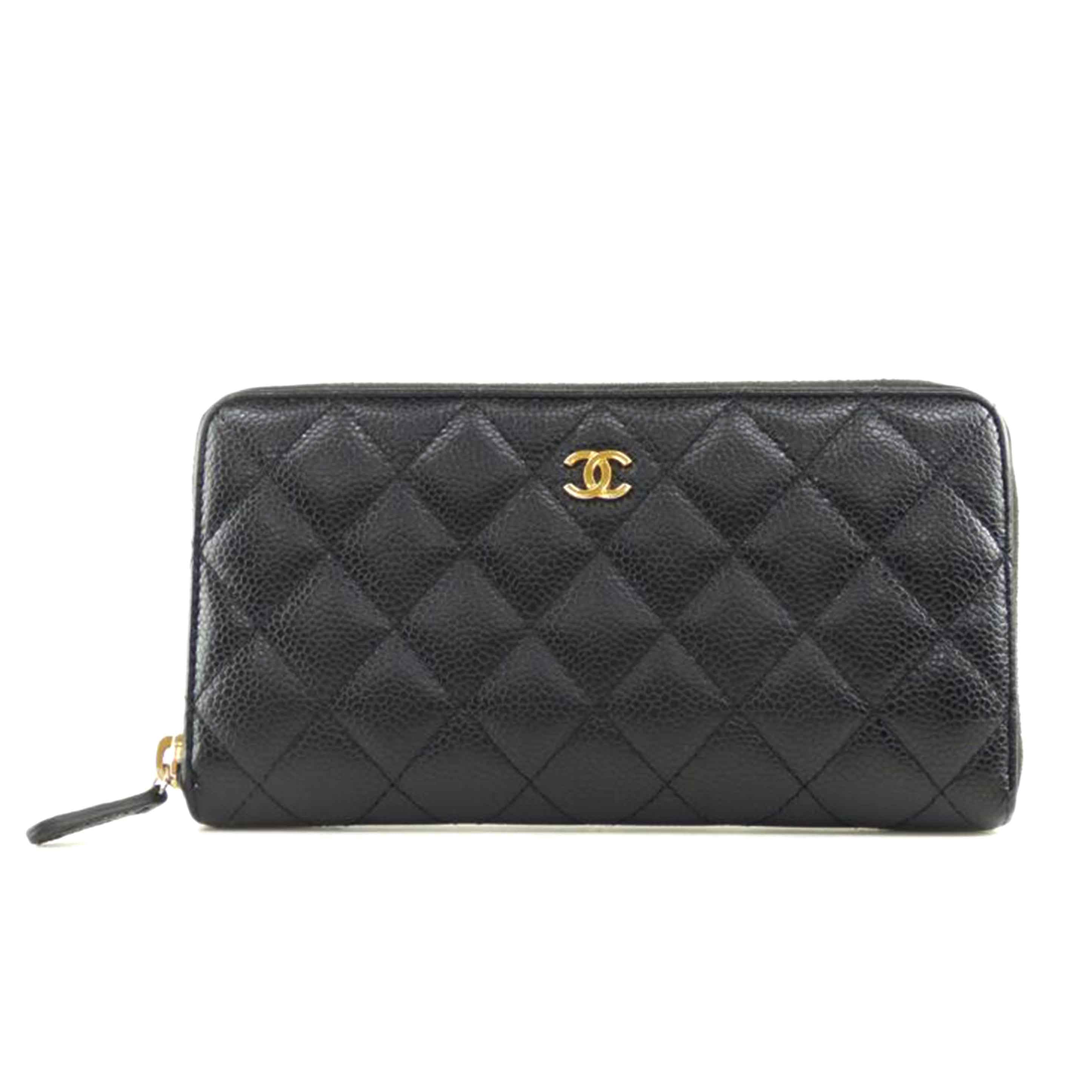 CHANEL シャネル/キャビアスキンラウンドファスナー長財布//222*****/Bランク/64