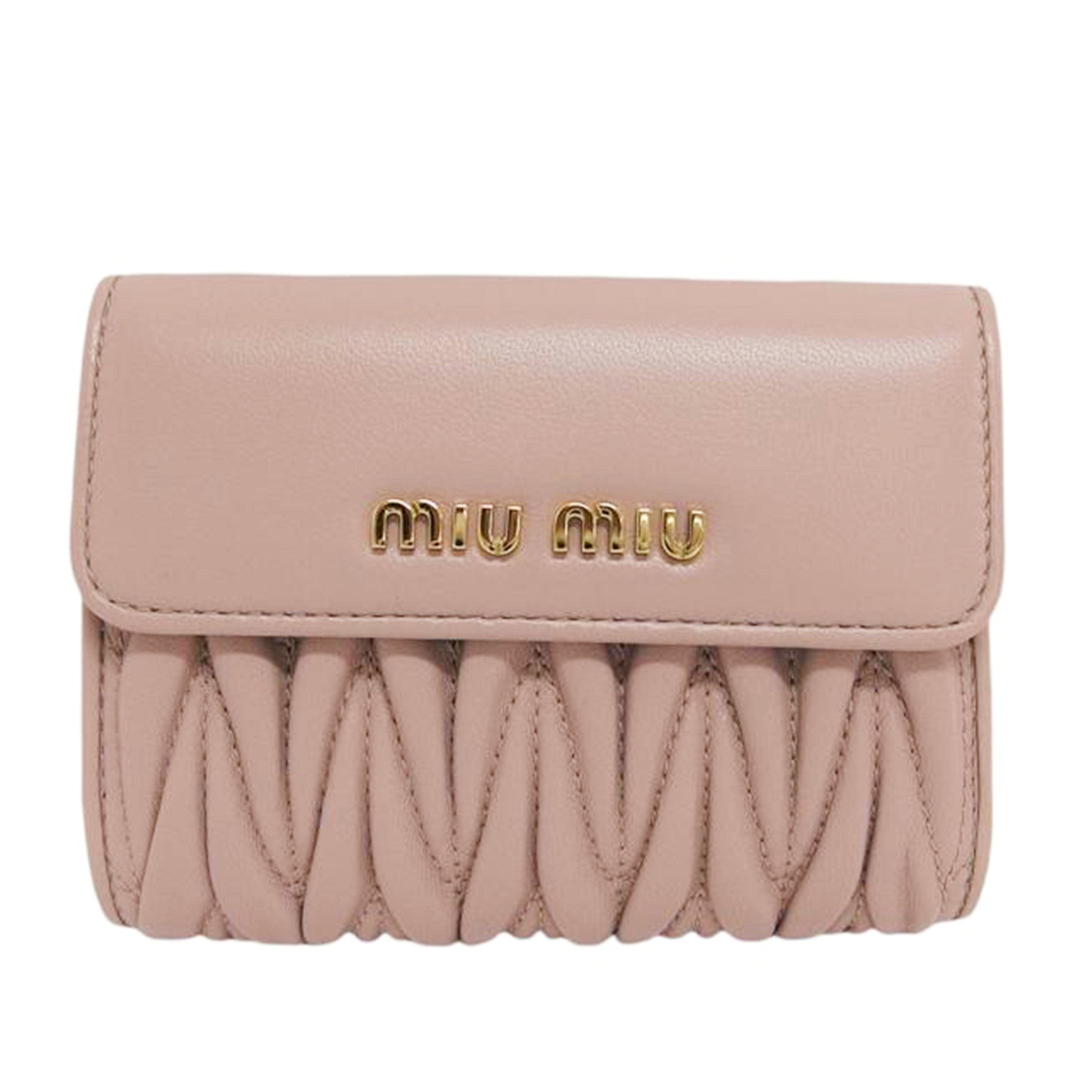 miu miu ミュウミュウ/マテラッセ/L字ファスナー三つ折り財布/ピンク/5ML002//SAランク/04