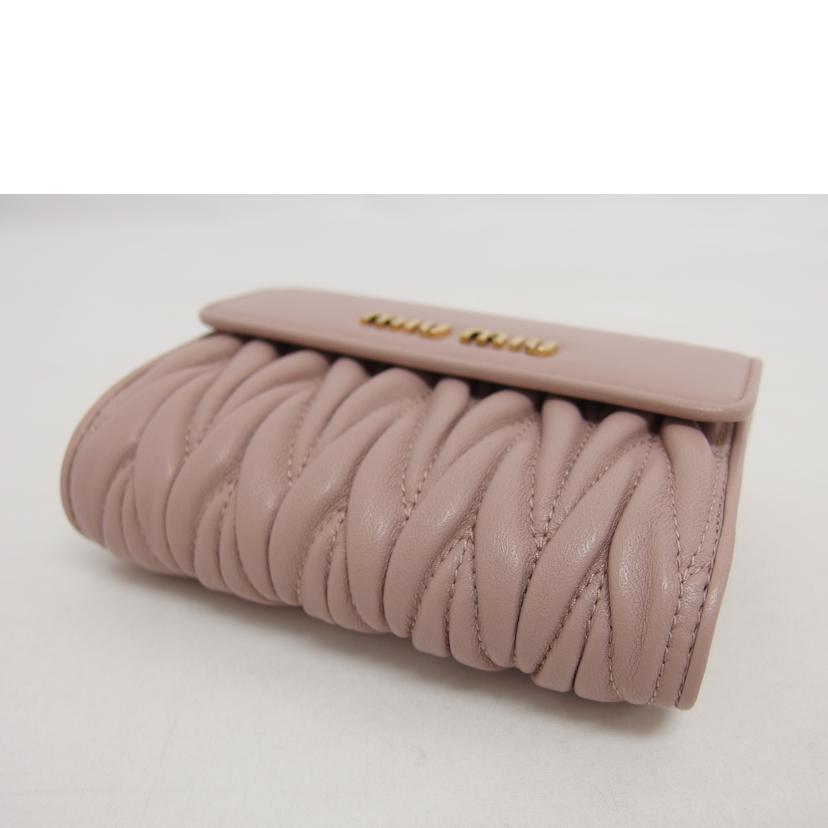 miu miu ミュウミュウ/マテラッセ/L字ファスナー三つ折り財布/ピンク/5ML002//SAランク/04