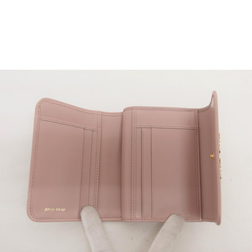 miu miu ミュウミュウ/マテラッセ/L字ファスナー三つ折り財布/ピンク/5ML002//SAランク/04