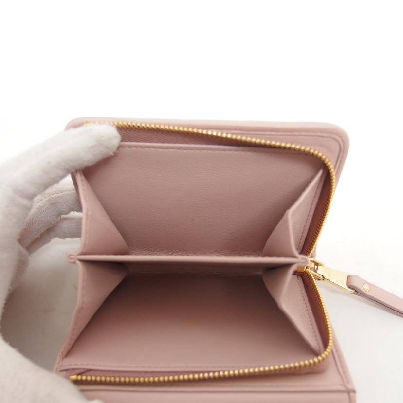 miu miu ミュウミュウ/マテラッセ/L字ファスナー三つ折り財布/ピンク/5ML002//SAランク/04