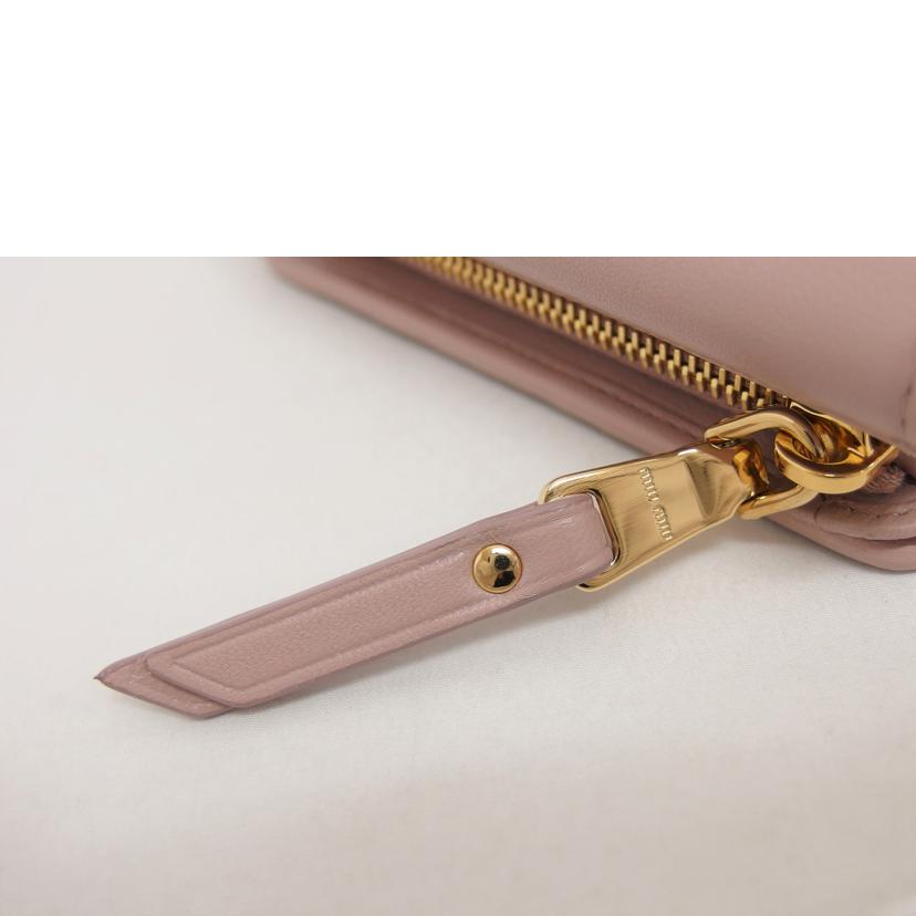 miu miu ミュウミュウ/マテラッセ/L字ファスナー三つ折り財布/ピンク/5ML002//SAランク/04