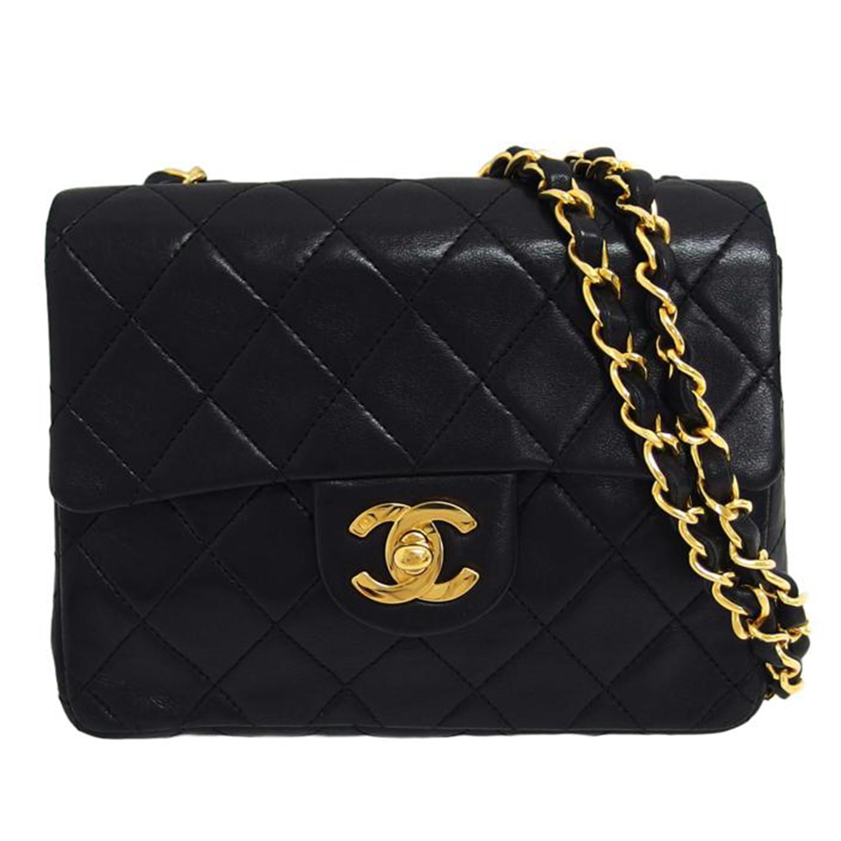 CHANEL シャネル ラムスキン ココマーク/ミニマトラッセ/シングルチェーンショルダーバッグ/ブラック//146****/ABランク/04