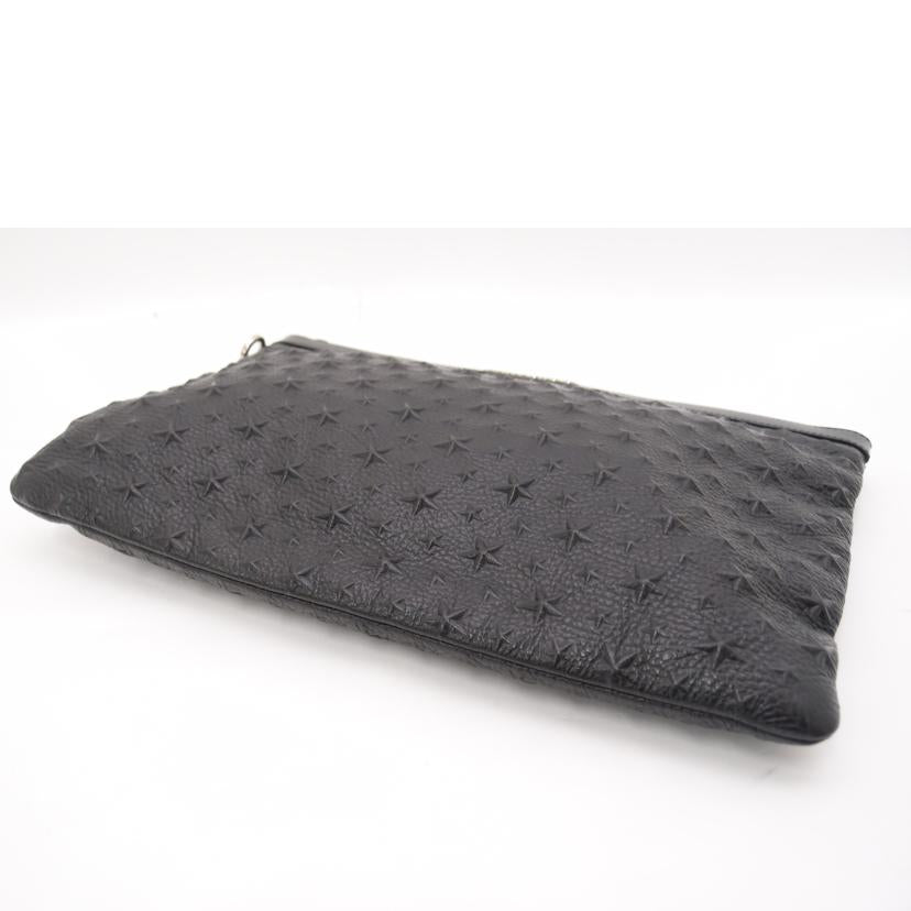 JIMMY CHOO ジミーチュウ 黒 カーフレザー A4対応 スター /デレククラッチバッグ/ブラック/DEREK EMG 154//27GXJL/SAランク/69