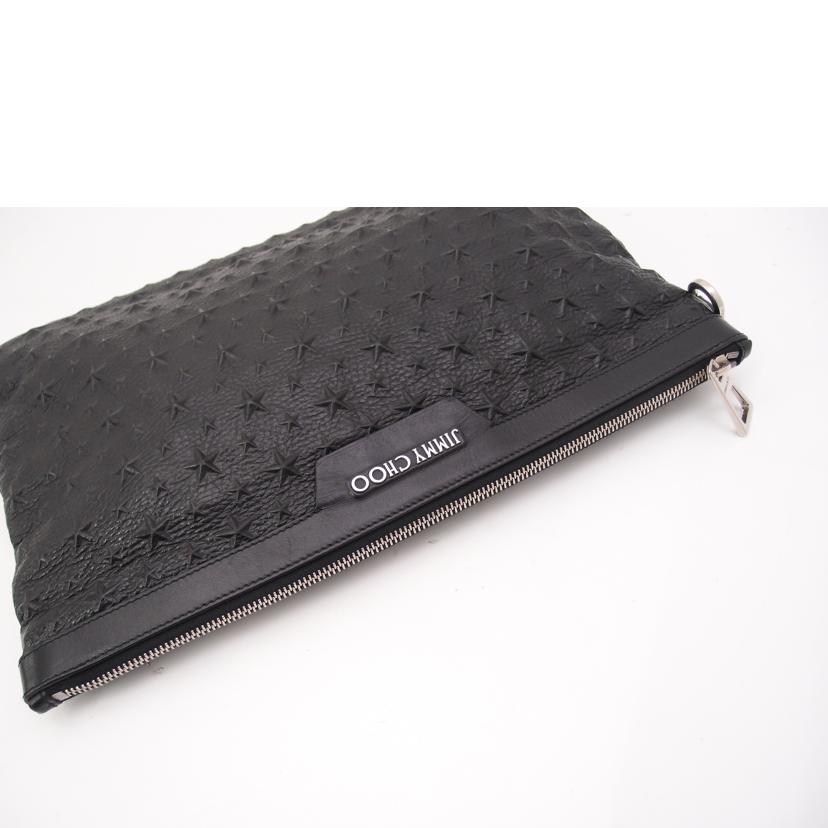 JIMMY CHOO ジミーチュウ 黒 カーフレザー A4対応 スター /デレククラッチバッグ/ブラック/DEREK EMG 154//27GXJL/SAランク/69