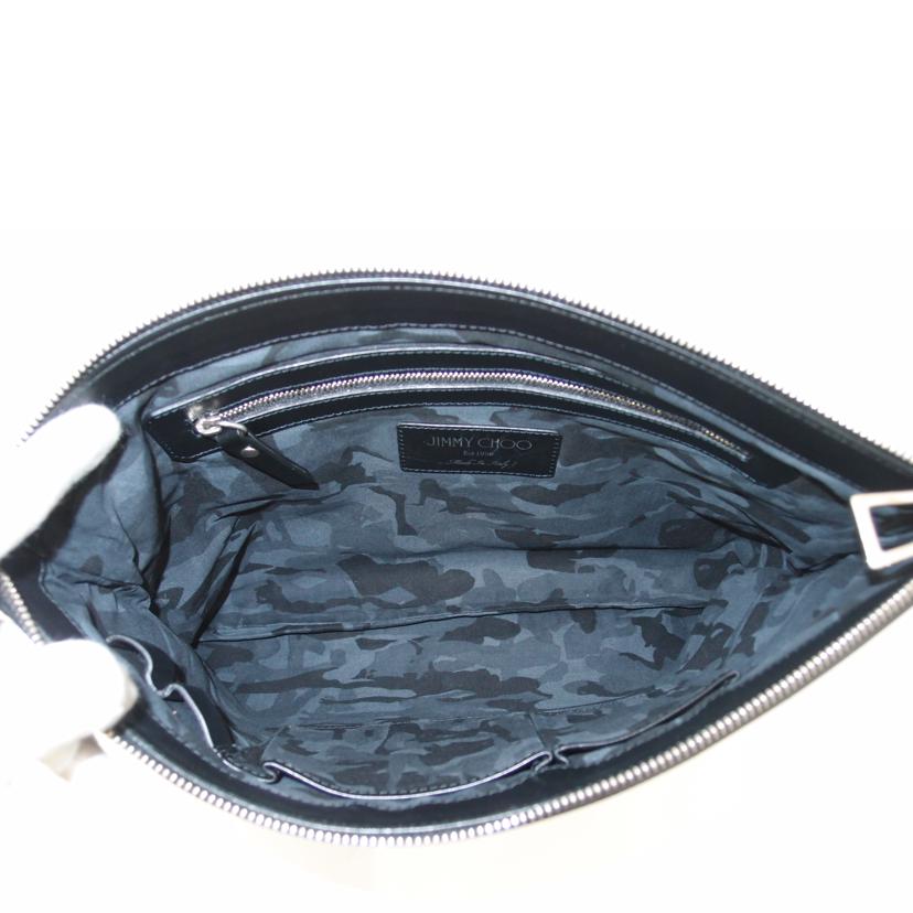 JIMMY CHOO ジミーチュウ 黒 カーフレザー A4対応 スター /デレククラッチバッグ/ブラック/DEREK EMG 154//27GXJL/SAランク/69