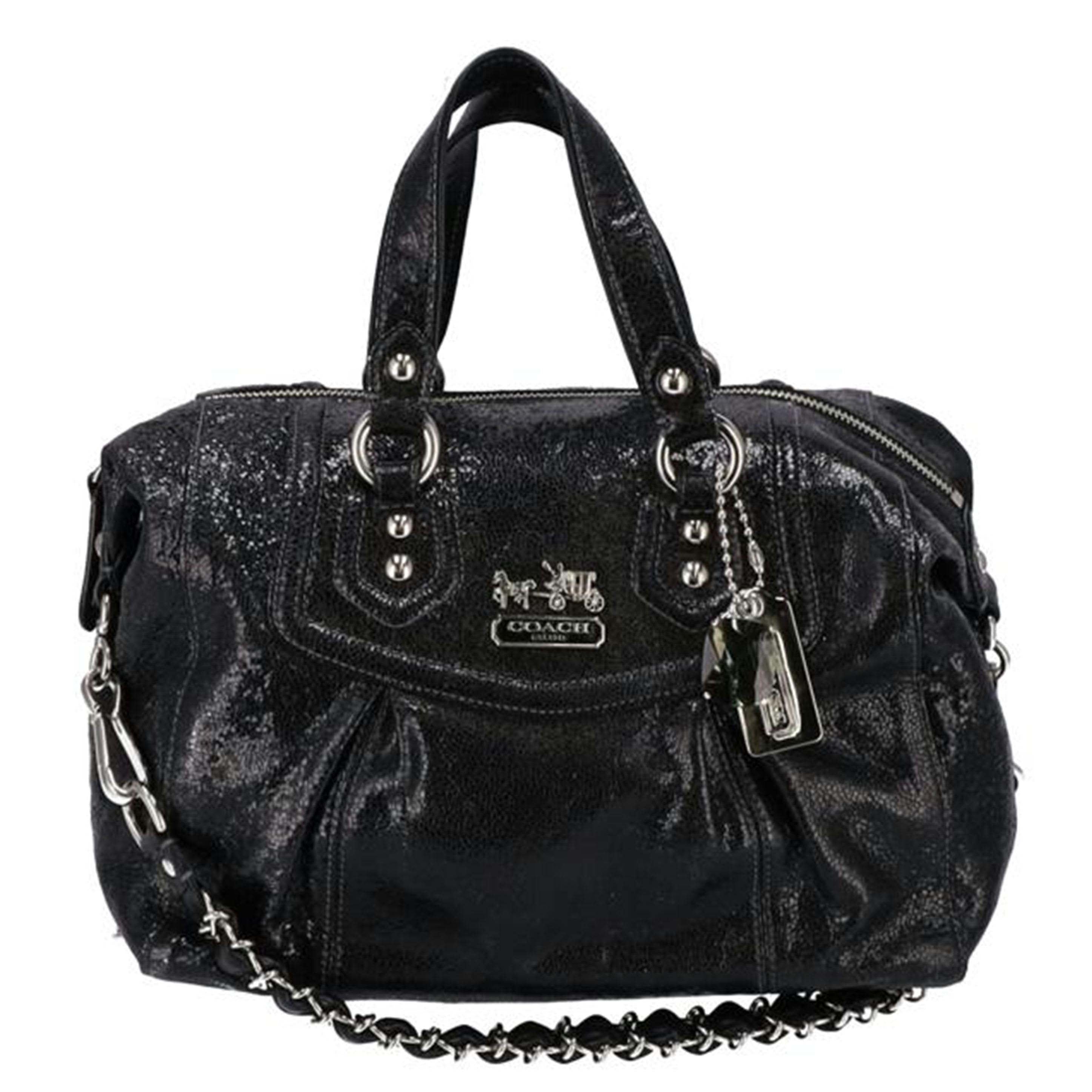 【未使用】COACH コーチ カバン　ブラック　レザー コーチ COACH ショルダーバッグ スムースカーフレザー SATCHEL