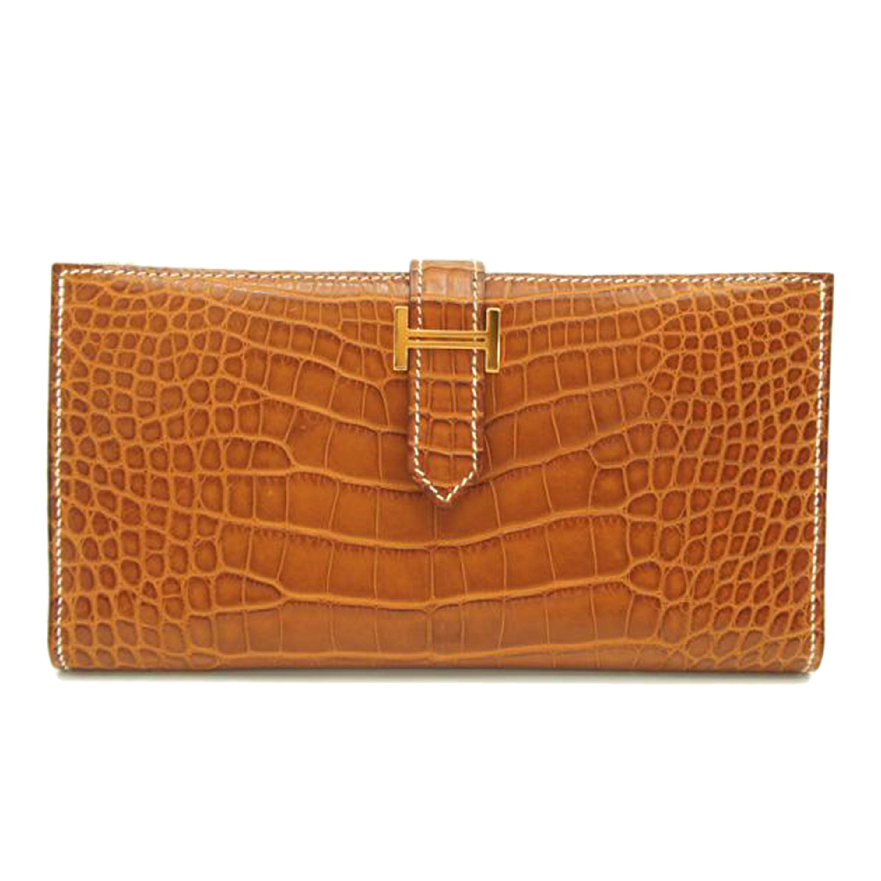 HERMES エルメス/ベアンスフレ/アリゲーターマット/茶//□G刻印/SAランク/75