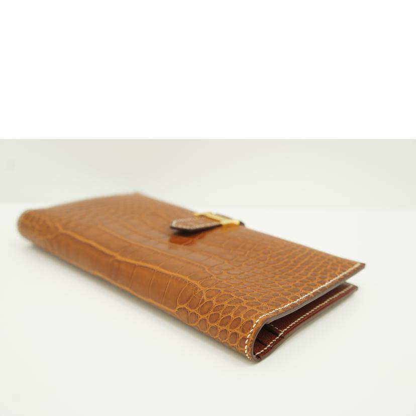 HERMES エルメス/ベアンスフレ/アリゲーターマット/茶//□G刻印/SAランク/75