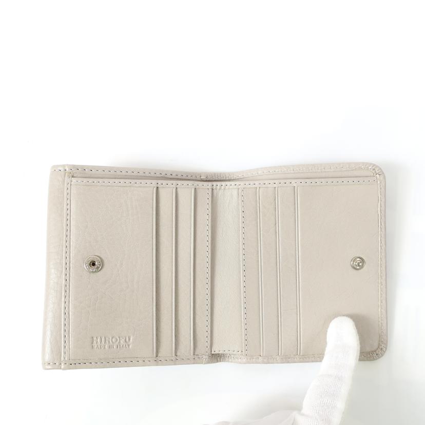HIROFU ヒロフ/レザー二つ折り財布 ミニ財布 ライトグレー//SAランク/65