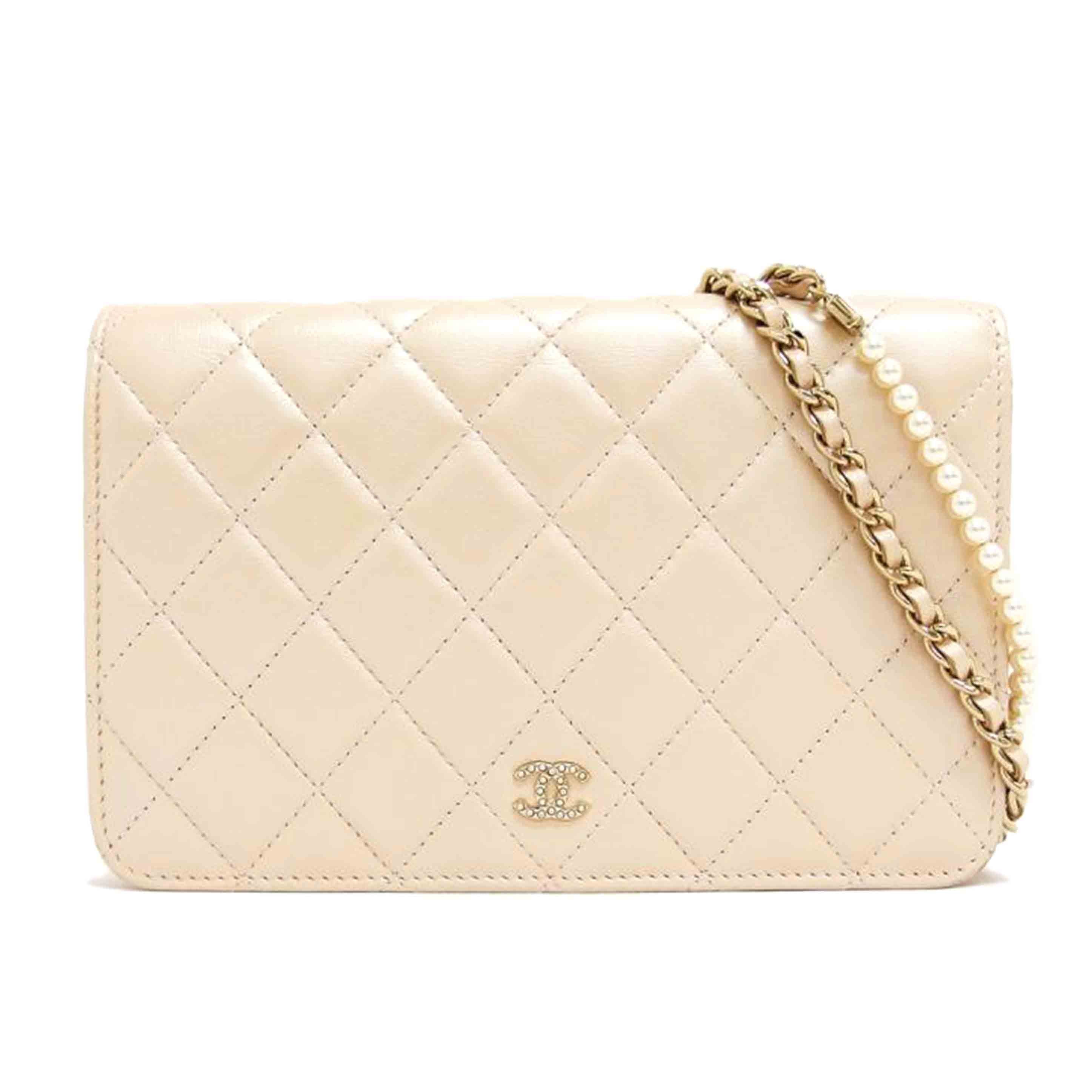 CHANEL  シャネル/マトラッセ/ラムスキン/パールチェーンウォレット/メタリックピンクベージュ/A84277/300*****/シャネル/ABランク/04【中古】