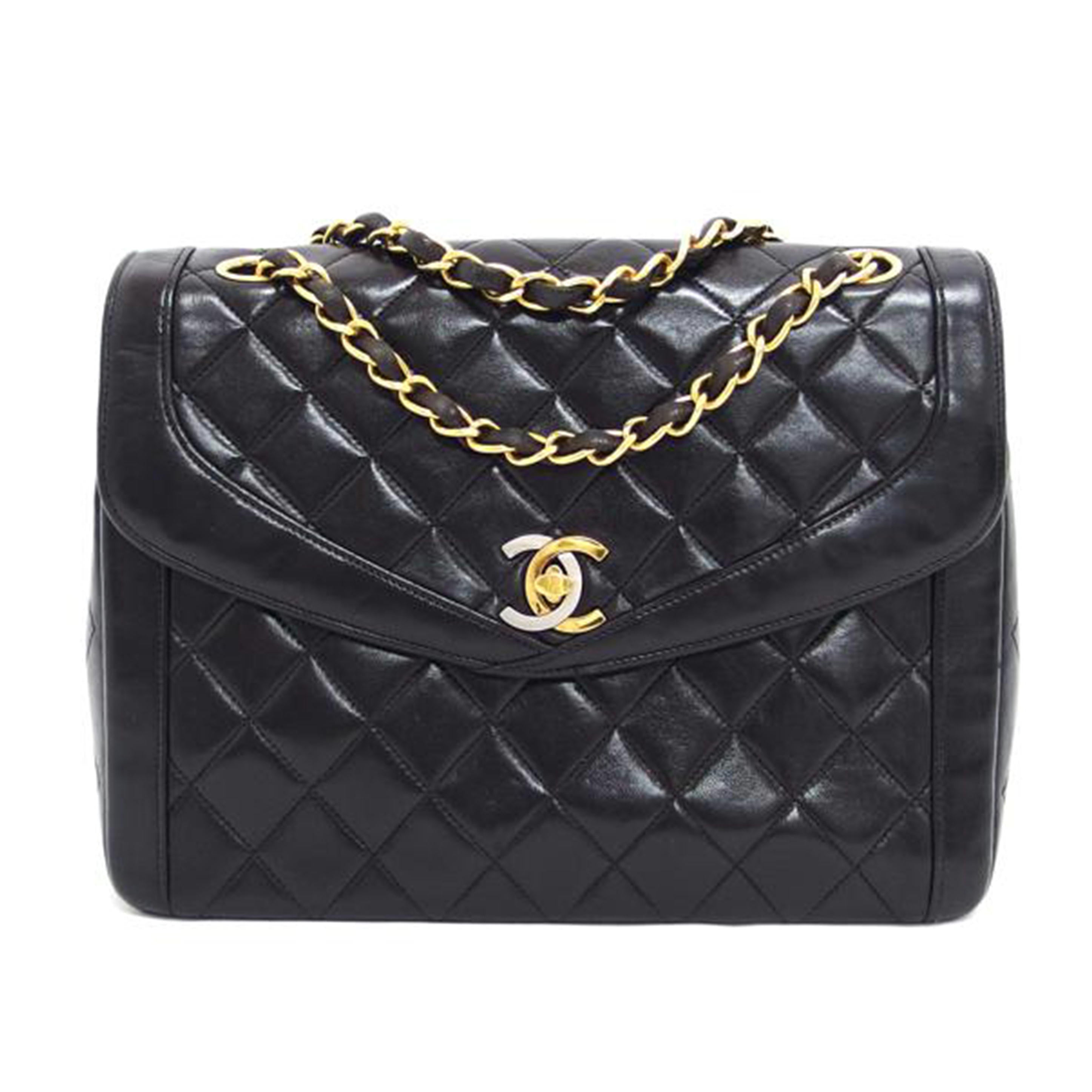 CHANEL シャネル ココマーク /マトラッセ/ラムスキン/コンビ金具/Wチェーンショルダーバッグ/ブラック//268****/ABランク/04