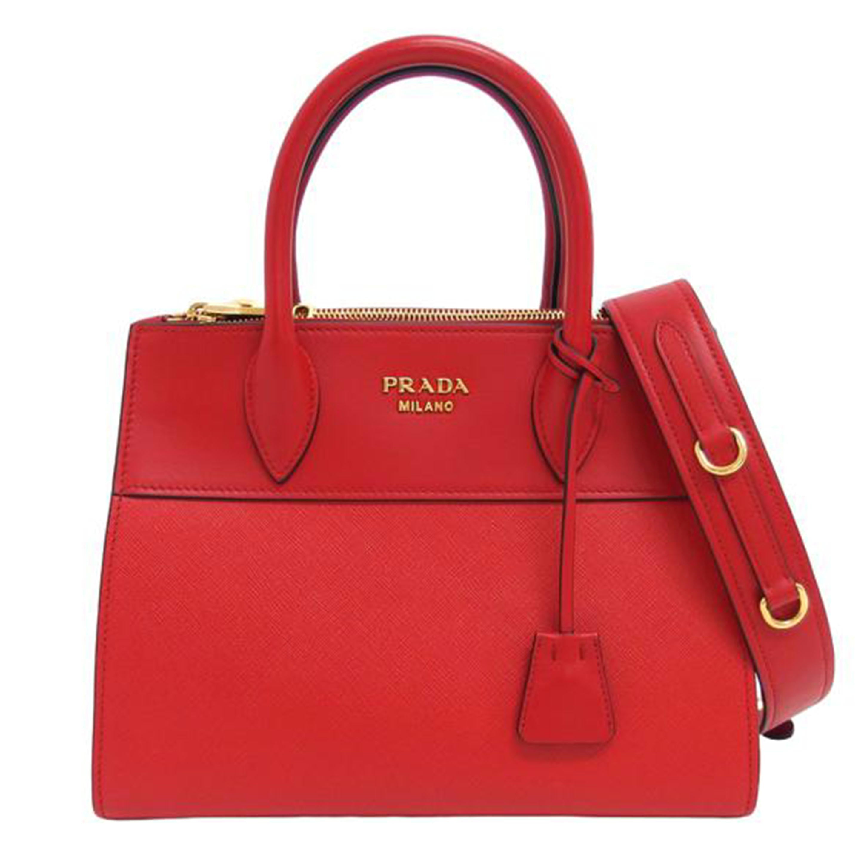 PRADA プラダ サフィアーノ ハンドバッグ ショルダーバッグ/パラディグム バッグ/レッド/1BA103//715/Aランク/04