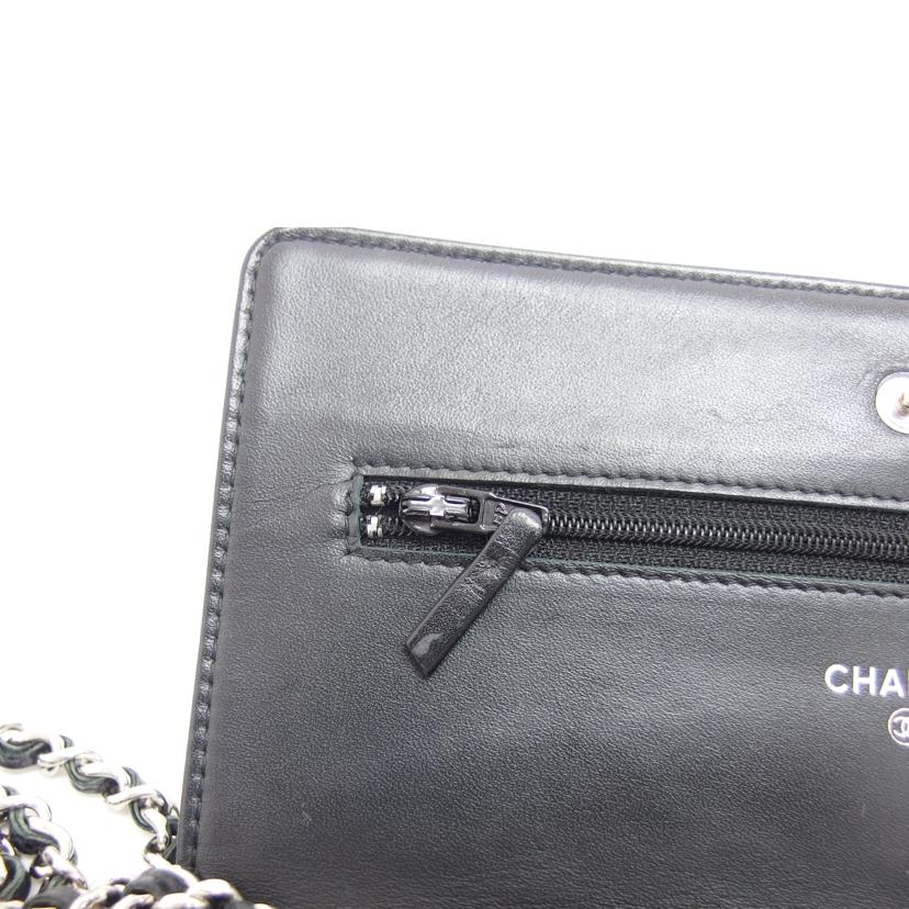 CHANEL シャネル/ココマーク/キャビアスキンチェーンウォレット/ブラック//218*****/ABランク/04