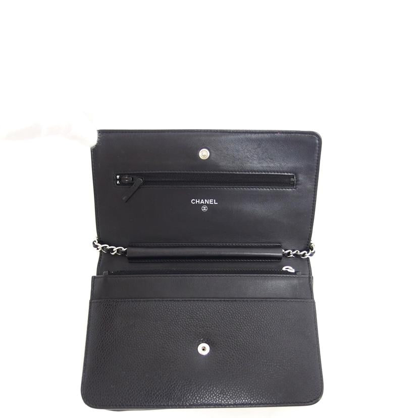 CHANEL シャネル/ココマーク/キャビアスキンチェーンウォレット/ブラック//218*****/ABランク/04