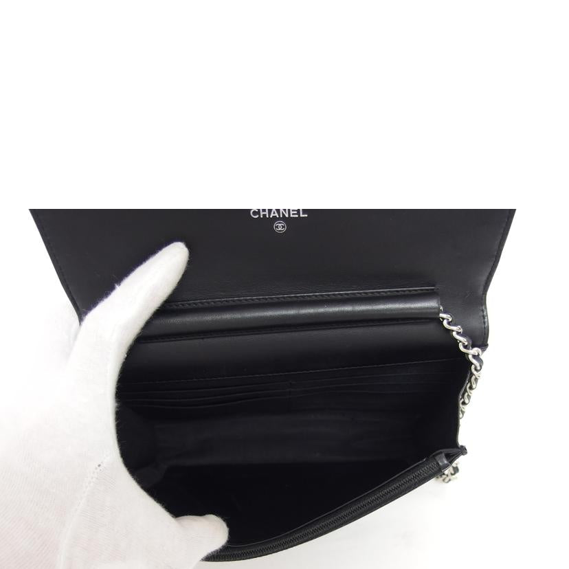 CHANEL シャネル/ココマーク/キャビアスキンチェーンウォレット/ブラック//218*****/ABランク/04