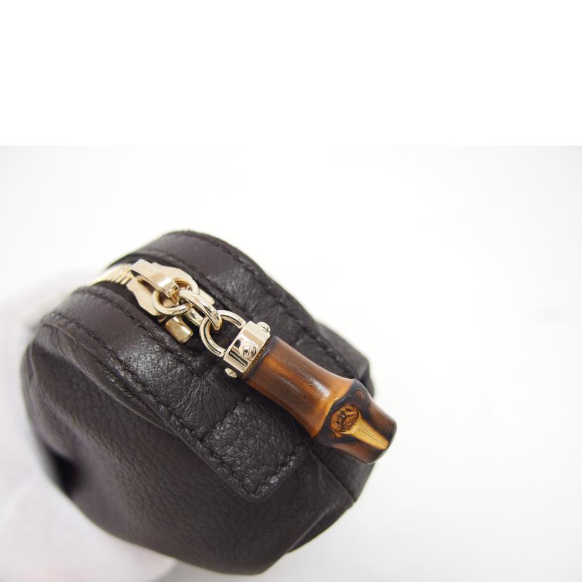 GUCCI グッチ/バンブー/レザーコスメポーチ/ダークブラウン/246174//491***/Aランク/04