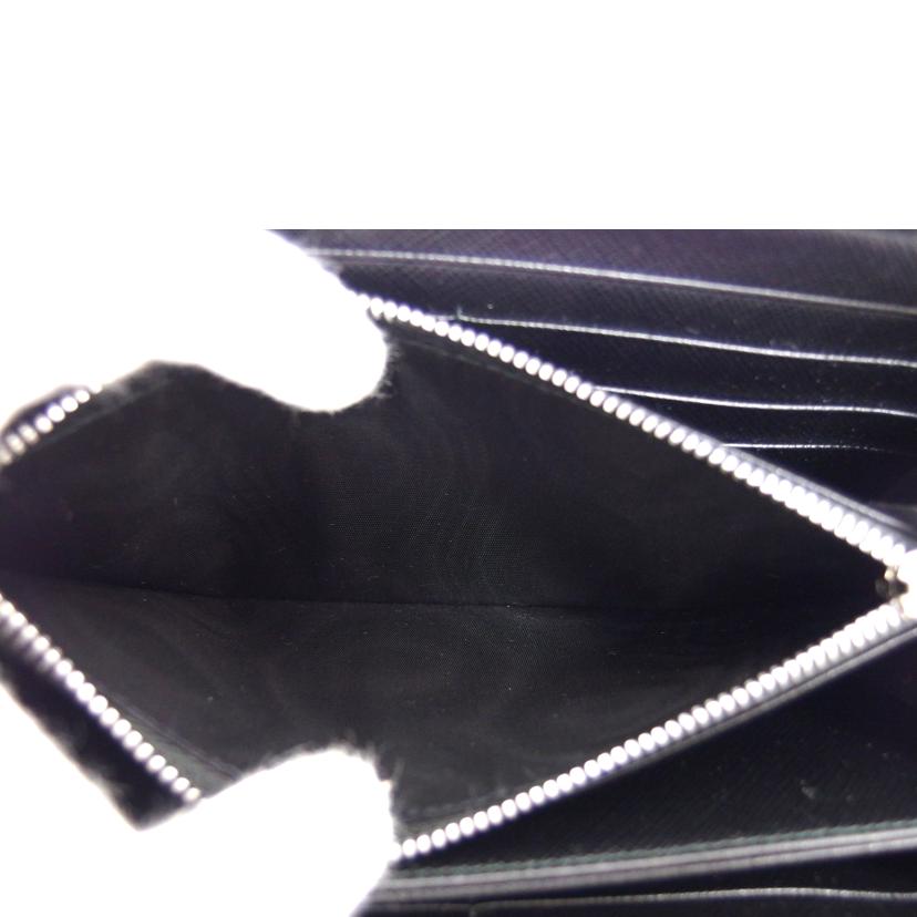 PRADA プラダ メタルハート ローズ ブラック/サフィアーノ/ラウンドファスナー長財布/1ML506//85/Aランク/04
