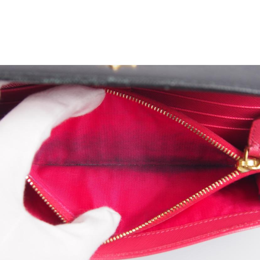 PRADA プラダ/SAFFIANOMULTIC NERO+PEONIA/1M1132//Bランク/76