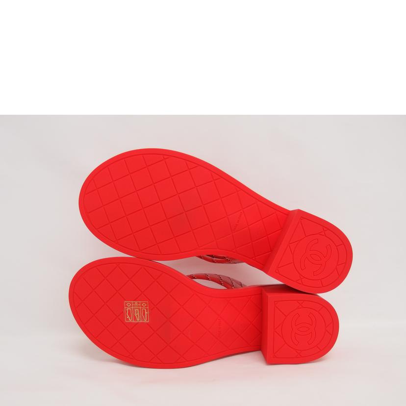CHANEL シャネル/ココマーク/パイル地/ミュールサンダル/レッドオレンジ//Aランク/04