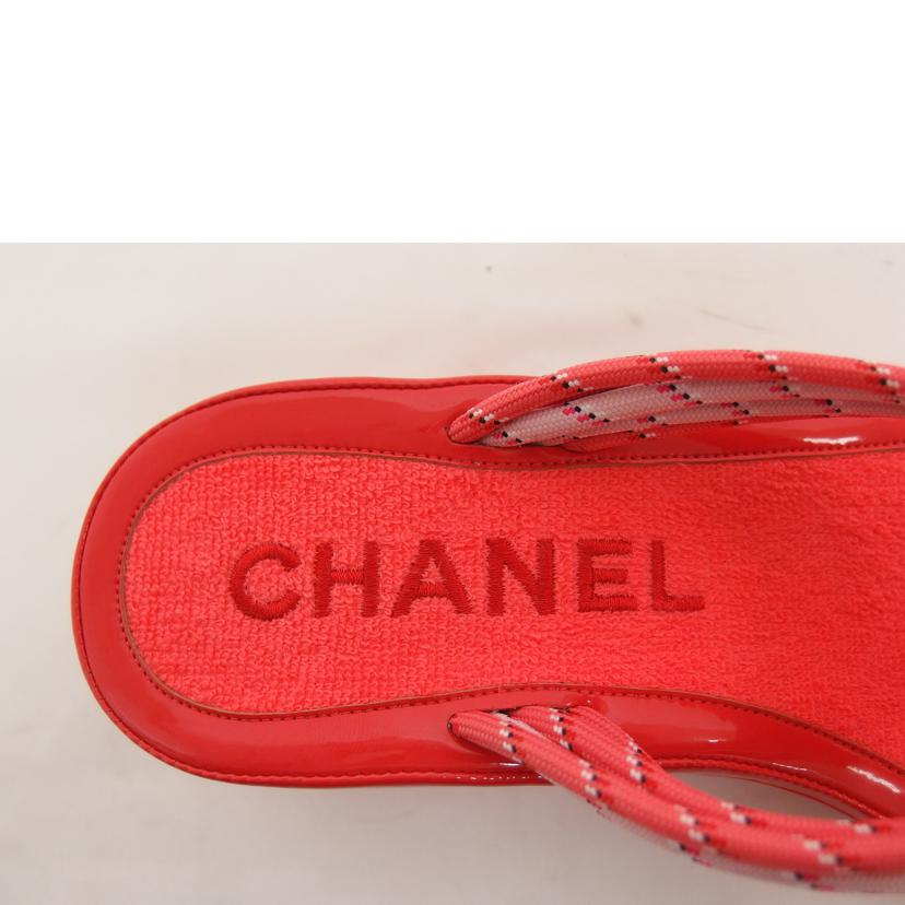 CHANEL シャネル/ココマーク/パイル地/ミュールサンダル/レッドオレンジ//Aランク/04