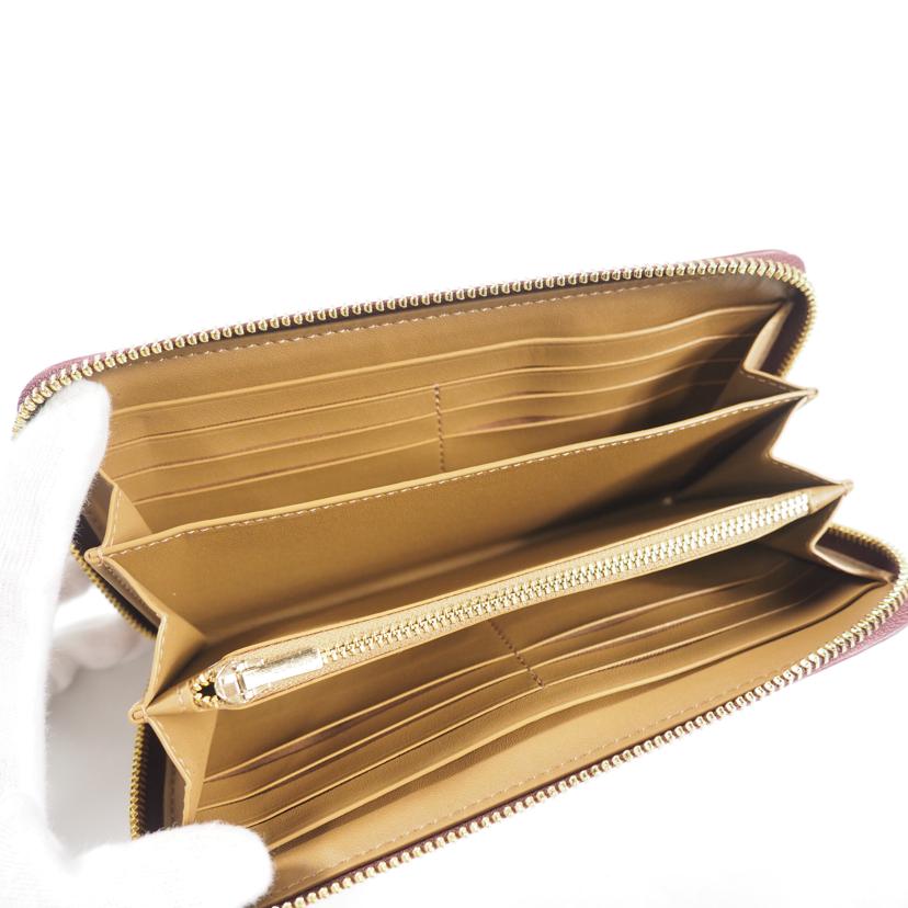 COACH コーチ/ラウンドZIP長財布/シャンブレー シグネチャー/ワインマルチ/CH369//Aランク/79