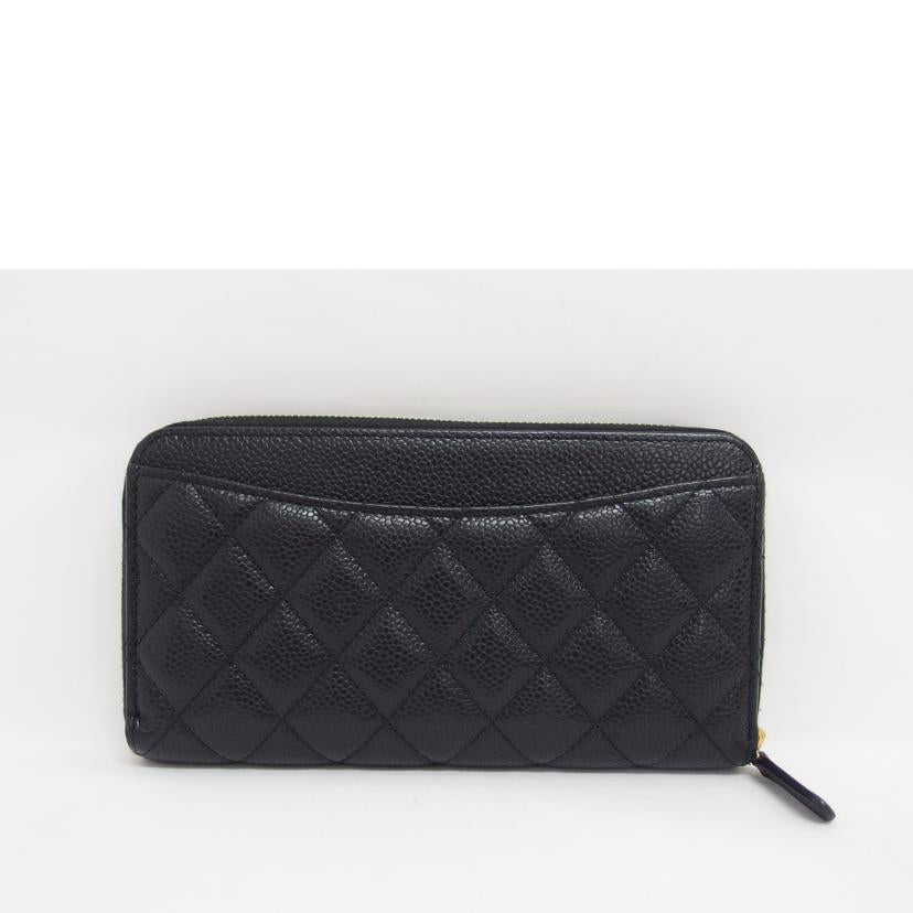 CHANEL シャネル ココマーク ゴールド金具/マトラッセ/キャビアスキン/ラウンドファスナー長財布/ブラック//284*****/ABランク/04