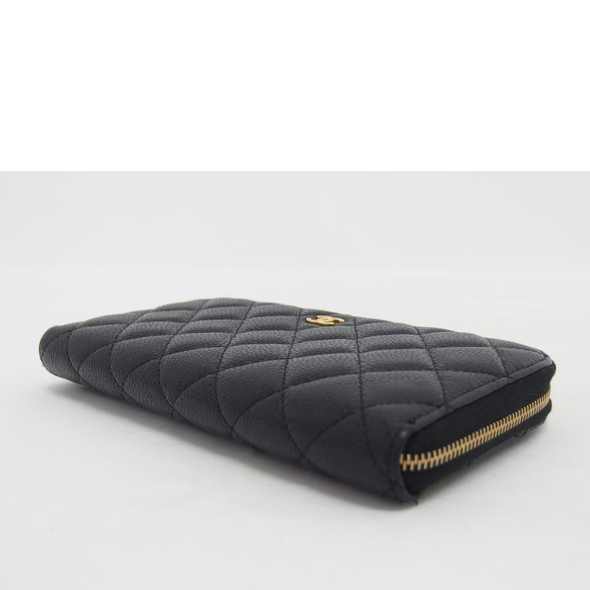 CHANEL シャネル ココマーク ゴールド金具/マトラッセ/キャビアスキン/ラウンドファスナー長財布/ブラック//284*****/ABランク/04