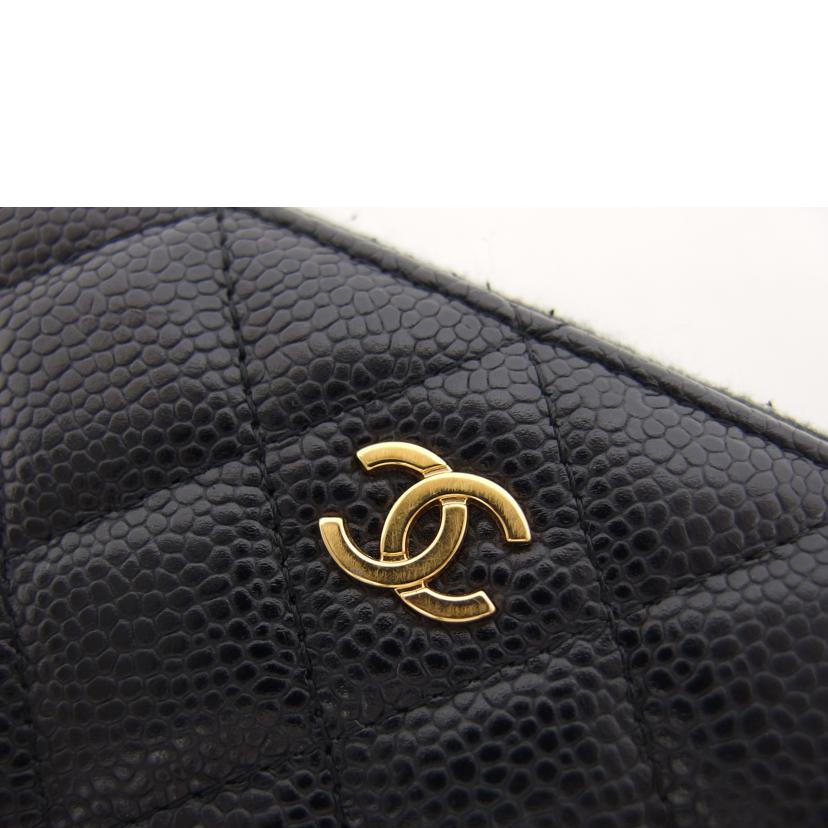 CHANEL シャネル ココマーク ゴールド金具/マトラッセ/キャビアスキン/ラウンドファスナー長財布/ブラック//284*****/ABランク/04