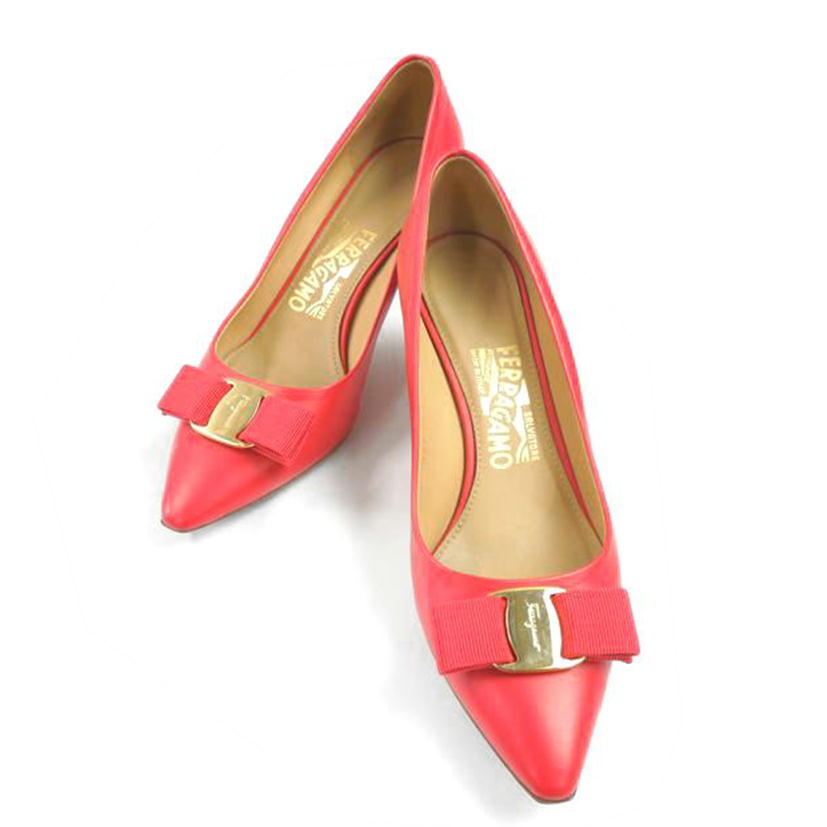 Salvatore Ferragamo/Salvatore Ferragamo パテントレザーローヒールパンプス レッド サイズ5 1/2/DG79004-655(EMY55)//ABランク/83