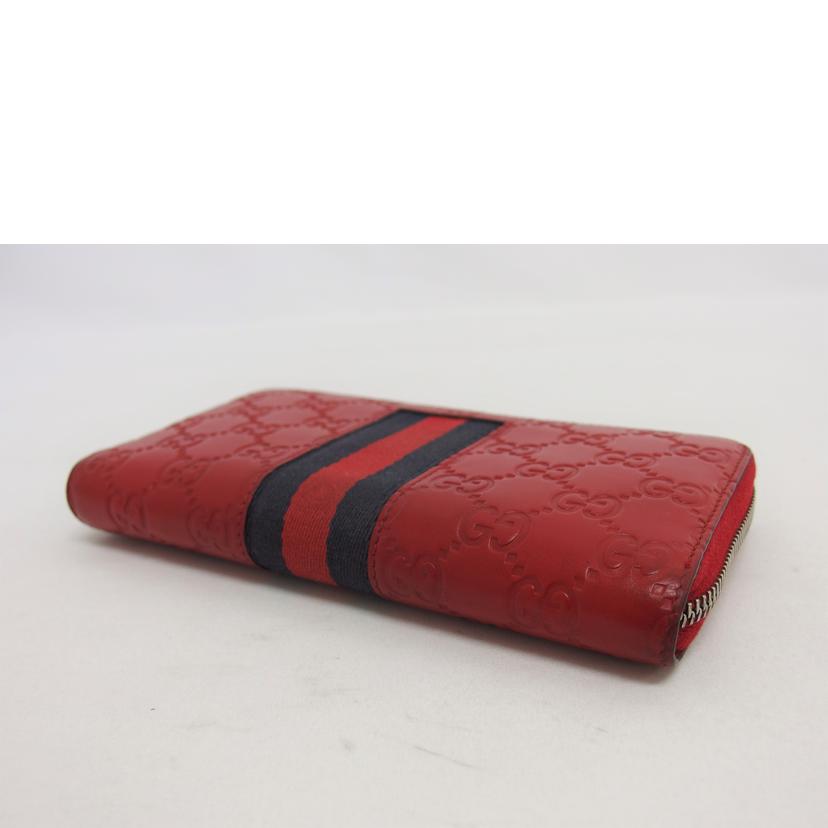 GUCCI グッチ/グッチシマウェブ/ラウンドファスナー長財布/レッド/408831//493075/Bランク/04