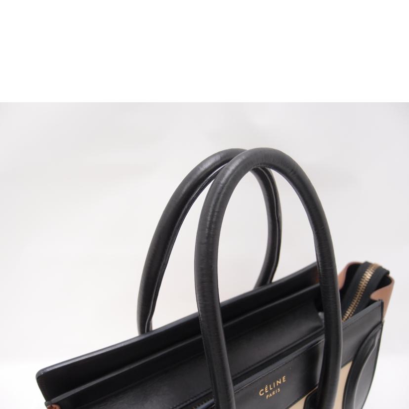 CELINE セリーヌ ハンド トート アイボリー×ブラック×ブラウン レディース/ラゲージマイクロショッパー/トリコロール/167793//F-GA-0134/ABランク/69