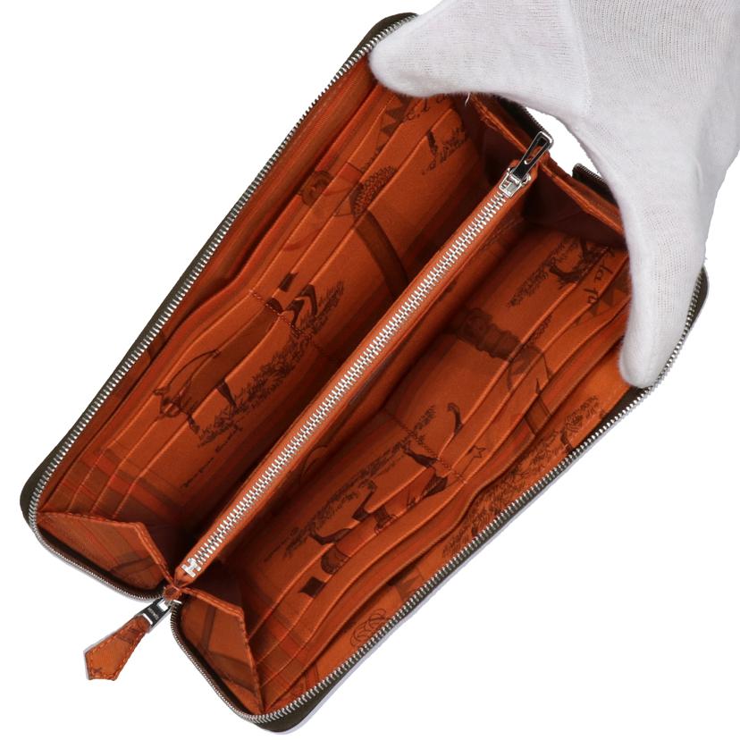 HERMES エルメス/アザップロングシルクイン/ヴォーエプソン/ブラウン//AR□*/ABランク/75