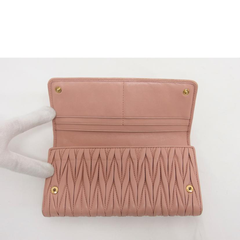 miu miu ミュウミュウ/マテラッセ/Wホック二つ折り長財布/ピンク/5MH109//197A/Bランク/04