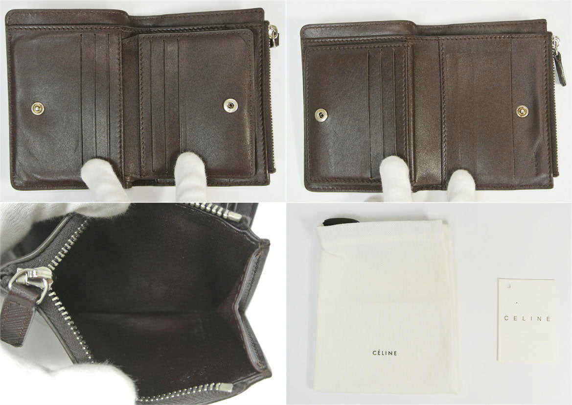 CELINE セリーヌ /2つ折り レザー財布 /ダークブラウン /Bランク/51
